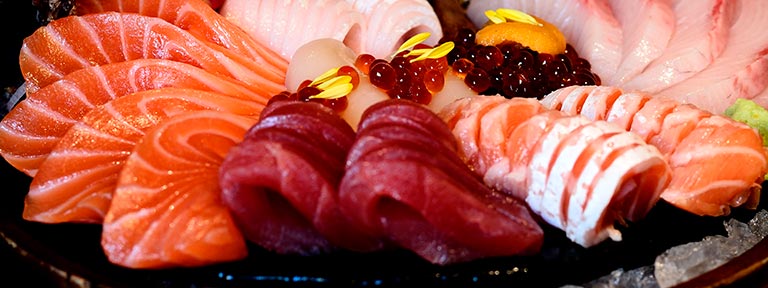 A plate of sashimi